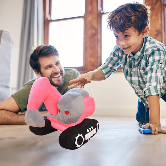 Excavator Plush Toy, Novelty Construction Vehicle Stuffed Animal Digger, Soft Dinosaur Truck Pillow, Cute Plushie for Playroom Decor, Easter Basket Stuffer, Birthday Gift, Graduation Presents