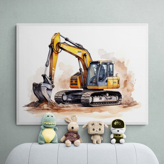 Excavator Print, Construction Truck Art, Unframed Paper Poster 8x10in