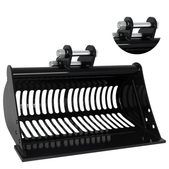 Excavator Screening Bucket, Excavator Attachments Soil Sieving Buckets for Small Digger, High Manganese Steel Filter Frame, 24" Sieve Bucket, Wear-Resistant Excavator Accessory, for Soil Sieving