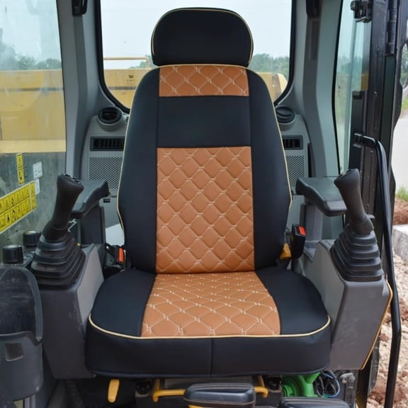 Excavator Seat Cover, Compatible with CAT 313F, FL Series Models, Fully Surrounded, (Black Brown)
