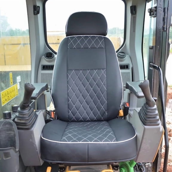 Excavator Seat Cover, Compatible with CAT 330 Series Models B, BL, C, CL, D, DL, D MH & D L, Fully Surrounded, (Black White)