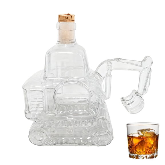 Excavator Shaped Glass Decanter For Whiskey And Spirits With Unique Construction Vehicle Design