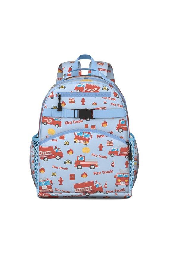 Excavator Themed Durable Backpack with Side Pockets - Adjustable & Breathable for Students