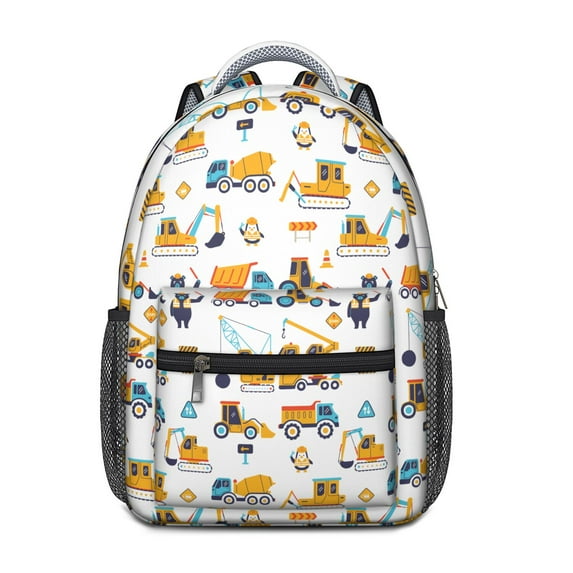 Excavator Themed Waterproof Backpack - Ergonomic Design with Breathable Straps, Spacious Compartments for College Students