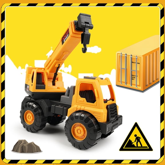 Excavator Toy Car, TOUMENY Large Simulated Engineering Vehicle for Boys, 360 Degree Rotating Arm Pull Back Construction Truck, Non Battery Durable Plastic Sandbox Toy for Kids Age 3 Plus