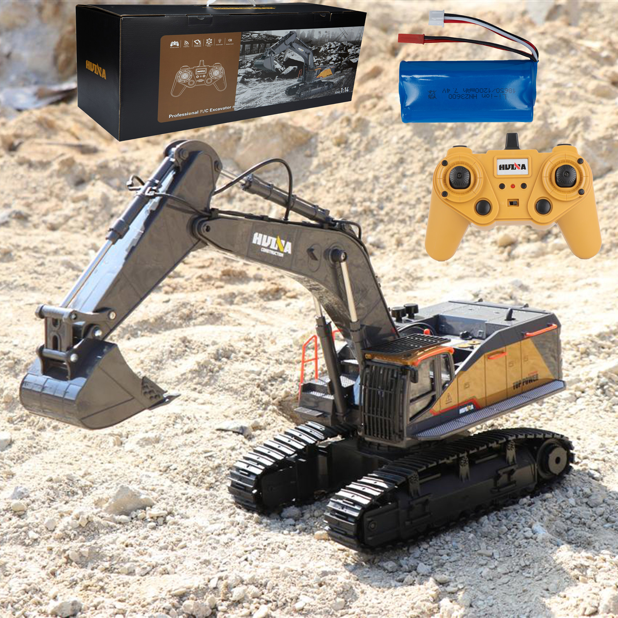 Excavator Toy Remote Control Excavator RC Truck Toy,22 Channel Rechargeable RC Truck Mini Construction excavator1/24 Scale RC Excavator Construction Vehicles Gifts - image 1 of 8