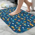 Excavator and Tree Blue Pattern Non-Slip Bath Mat, Bedroom Area Mat ...