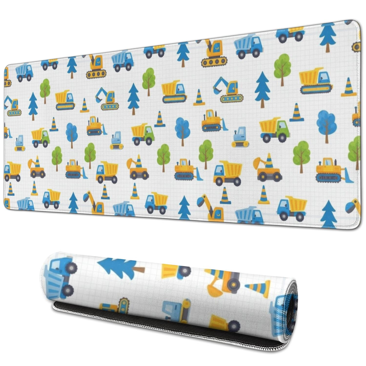 Excavator and Tree White Pattern Extended Large Mouse Pad, Desk ...