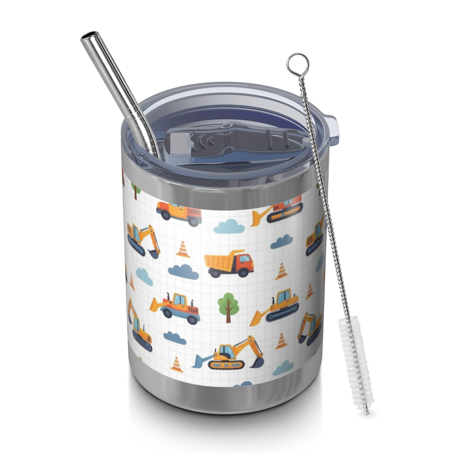 Excavator and Tree White Pattern Wide Mouth Tumbler 1 Pack, Vacuum ...