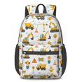 thumbnail image 1 of Excavator and Cartoon Character White 17" School Backpacks for Teens,Waterproof Oxford Fabric,S-Shape Padded Straps for School,Travel,Hiking,Camping, 1 of 6