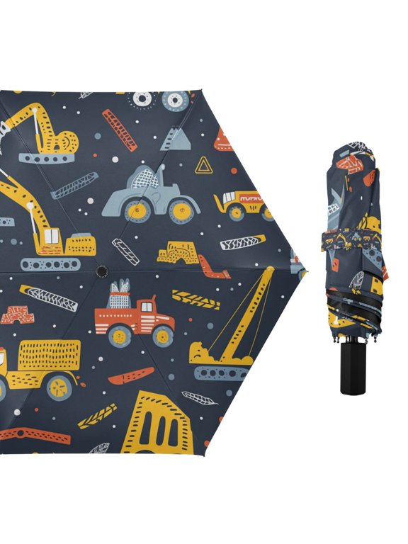 Excavator and Construction Machinery Compact Sun Umbrella Windproof Travel Umbrellas for Rain Strong Portable UV Protection