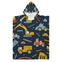 Excavator and Construction Machinery Kid Hooded Beach Towel 27.5x27.5 inch Bath Poncho Towels Soft Absorbent Quick Dry for Boy Girl