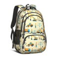 thumbnail image 1 of Excavator and Construction Worker Cute School Backpack Bag with Padded Back and Adjustable Shoulder Straps 16.9 X 12.6 X 5.9 Inches, 1 of 5