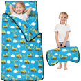 thumbnail image 1 of Excavator and Crane Blue Pattern Teens Toddler Nap Mat with Pillow, Sleeping Mat Bag for Preschool Daycare 51"x22", 1 of 6