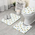 thumbnail image 1 of Excavator and Crane White Pattern 3 Piece Bathroom Rug Set, Non Slip Absorbent Bath Mats with U-Shaped Contour Rug and Toilet Lid Cover, 1 of 5
