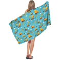 Excavator and Dump Truck Blue Pattern Microfiber Bath Towel, Beach Bath ...