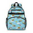 thumbnail image 1 of Excavator and Helicopter Blue Pattern Cute School Backpack Bag for School with Padded Back and Adjustable Shoulder Straps 15.25"x11.5"x5.25", 1 of 5