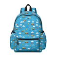 thumbnail image 1 of Excavator and Helicopter Blue Pattern Cute School Backpack with Padded Back and Adjustable Shoulder Straps 13.4"x11"x4.7", 1 of 5