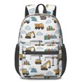 thumbnail image 1 of Excavator and Mountain White Pattern 17" School Backpacks for Teens,Waterproof Oxford Fabric,S-Shape Padded Straps for School,Travel,Hiking,Camping, 1 of 6