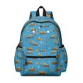 thumbnail image 1 of Excavator and Question Mark Blue Pattern Cute School Backpack with Padded Back and Adjustable Shoulder Straps 13.4"x11"x4.7", 1 of 5