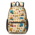 thumbnail image 1 of Excavator and Road Barrier Beige 17" School Backpacks for Teens,Waterproof Oxford Fabric,S-Shape Padded Straps for School,Travel,Hiking,Camping, 1 of 6
