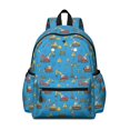 thumbnail image 1 of Excavator and Road Barrier Blue Pattern Cute School Backpack with Padded Back and Adjustable Shoulder Straps 13.4"x11"x4.7", 1 of 5