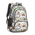 thumbnail image 1 of Excavator and Road White Pattern Cute School Backpack Bag with Padded Back and Adjustable Shoulder Straps 16.9 X 12.6 X 5.9 Inches, 1 of 5