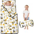 thumbnail image 1 of Excavator and Sand Pile White Pattern Teens Toddler Nap Mat with Pillow, Sleeping Mat Bag for Preschool Daycare 50"x20", 1 of 5