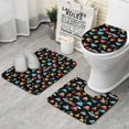 thumbnail image 1 of Excavator and Ship Black Pattern 3 Piece Bathroom Rug Set, Non Slip Absorbent Bath Mats with U-Shaped Contour Rug and Toilet Lid Cover, 1 of 5