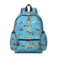 thumbnail image 1 of Excavator and Snowflake Blue Pattern Cute School Backpack with Padded Back and Adjustable Shoulder Straps 13.4"x11"x4.7", 1 of 5