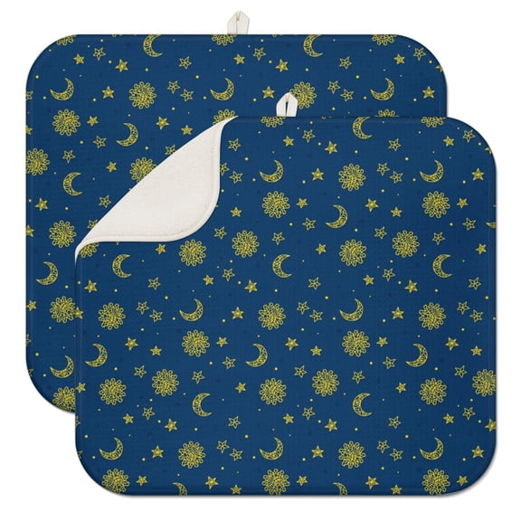Excavator and Space Galaxy Coffee Mat – Absorbent Microfiber Spill Mat with Firefighter and Cartoon Car Artwork, Lightweight Dish Drying Pad for Boys
