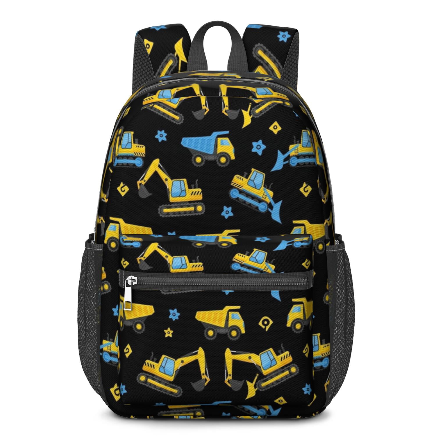 Excavator and Star Black Pattern 17" School Backpacks for Teens ...