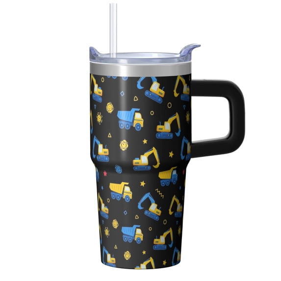 Excavator and Star Black Pattern 20oz Insulated Tumbler, Stainless ...