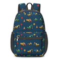 thumbnail image 1 of Excavator and Stop Sign Blue Pattern 17" School Backpacks for Teens,Waterproof Oxford Fabric,S-Shape Padded Straps for School,Travel,Hiking,Camping, 1 of 6