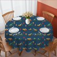 thumbnail image 1 of Excavator and Stop Sign Blue Pattern Round Tablecloth 60"x60", Wrinkle Resistant Wipeable Table Cover for Kitchen Dining Room Picnic Patio and Party, 1 of 6