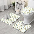 thumbnail image 1 of Excavator and Sun White Pattern 3 Piece Bathroom Rug Set, Non Slip Absorbent Bath Mats with U-Shaped Contour Rug and Toilet Lid Cover, 1 of 5