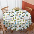 thumbnail image 1 of Excavator and Tree White Pattern Round Tablecloth 70"x70", Wrinkle Resistant Wipeable Table Cover for Kitchen Dining Room Picnic Patio and Party, 1 of 6