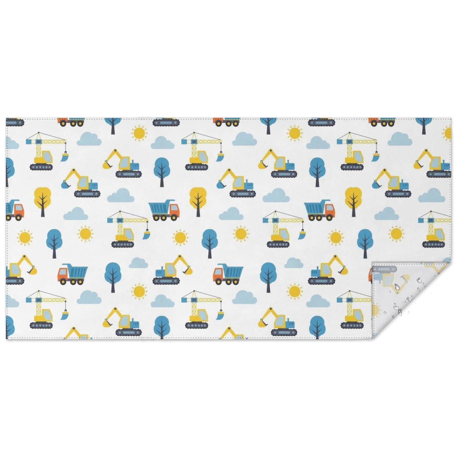 White Electronic Pattern Excavator and Tree White Pattern Waterproof Tablecloth, Rectangular ...