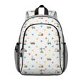 thumbnail image 1 of Excavator and Triangle White Pattern Backpack for School, Cute School Bag with Adjustable Shoulder Straps and Padded Back, 15"x11.42"x5.5", 1 of 4