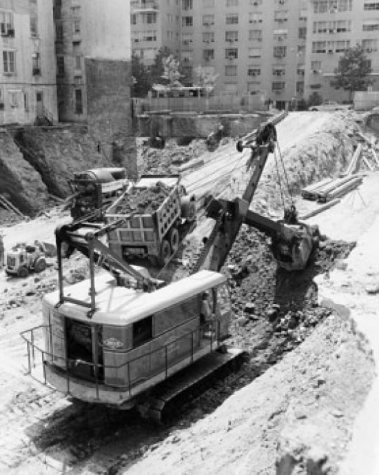 Excavator digging up earth Canvas Art -  (24 x 36)