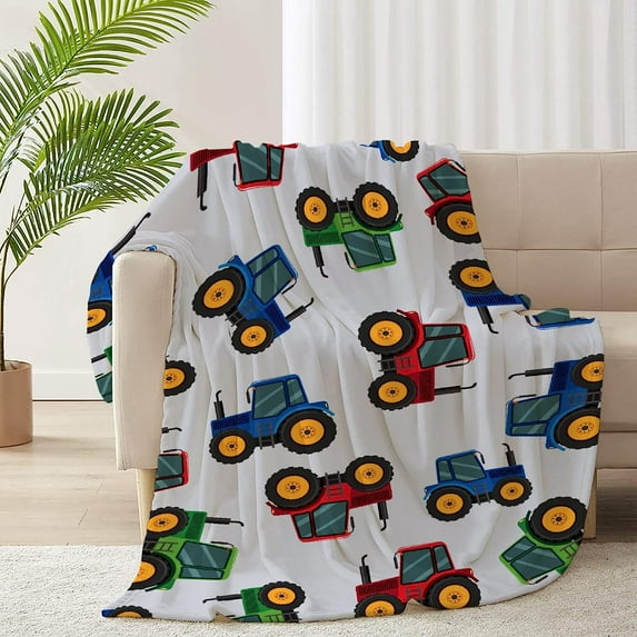 Excavators Blanket Cartoon Cars Construction Tractor Flannel Lightweight Blankets Quilt Plush Fleece Soft Bedding Throw Blanket for Couch and Bed 50"x40" for Kids