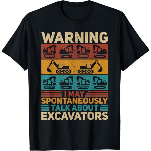 Excavators Outfit Retro Construction Worker Funny Excavator T-Shirt