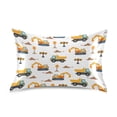 thumbnail image 1 of Excavators Pattern King Size Satin Pillowcase 40''x20'' Double-Sided Print Soft Wrinkle Resistant, 1 of 9