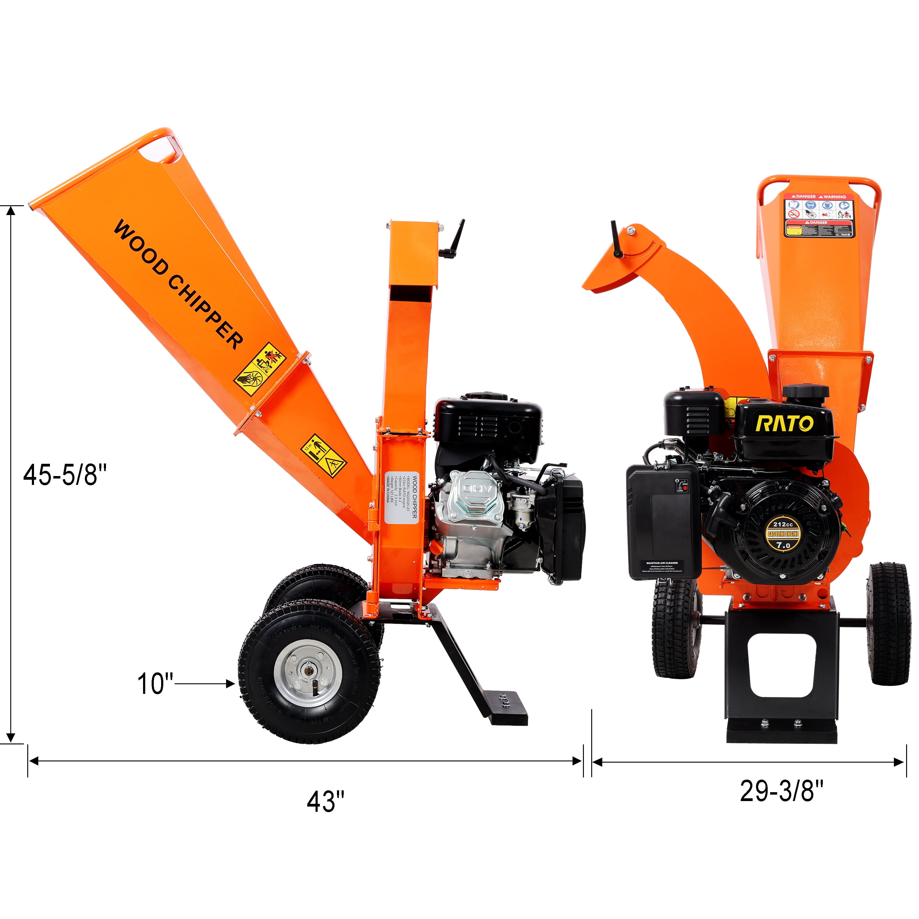 Excavators Wood Chipper Shredder Mulcher Heavy Duty 7 HP 212cc Gas Powered 3 Inch Max Capacity, EPA certificated engine,Bulldozers