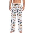 thumbnail image 1 of Excavators and Buses Men's Lightweight Pajama Bottoms Stretch Elastic Waist Side Pockets Spring Fall, 1 of 7