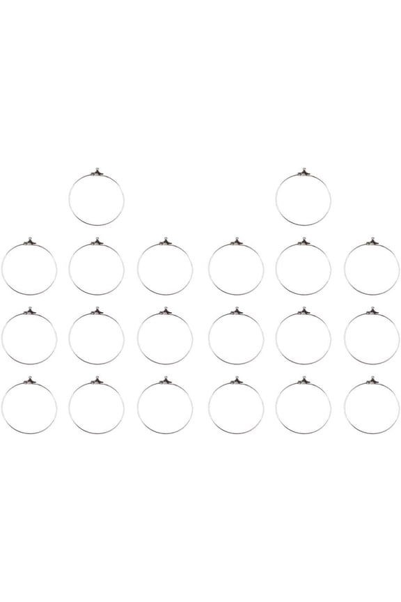 Exceart 20pcs Earring Finding Round Beading Hoop Jewelry Finding Earring Making DIY Accessories Silver 25mm