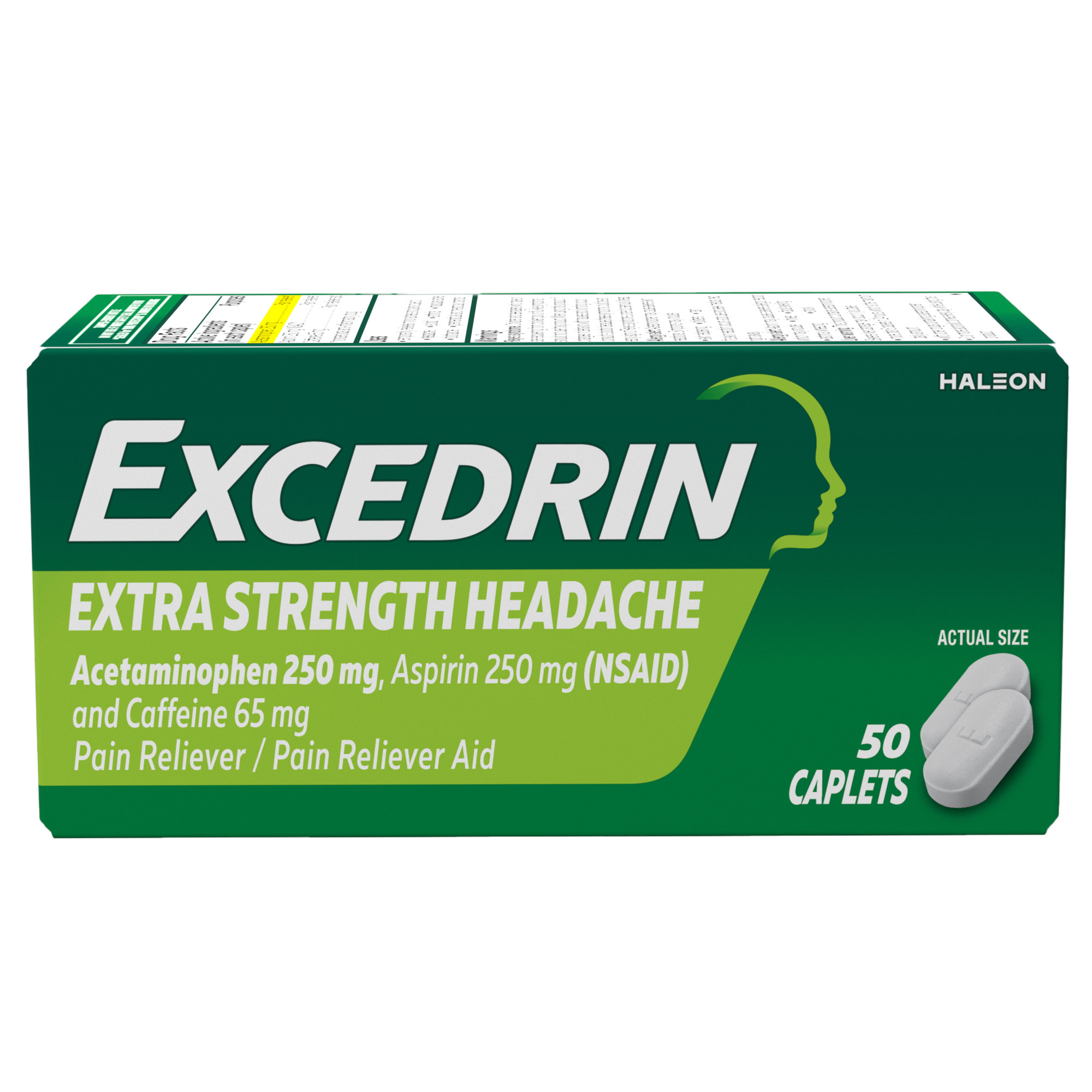 Excedrin Extra Strength Acetminophen and Aspirin Headache Medicine Caplets, 50 Count - image 1 of 7