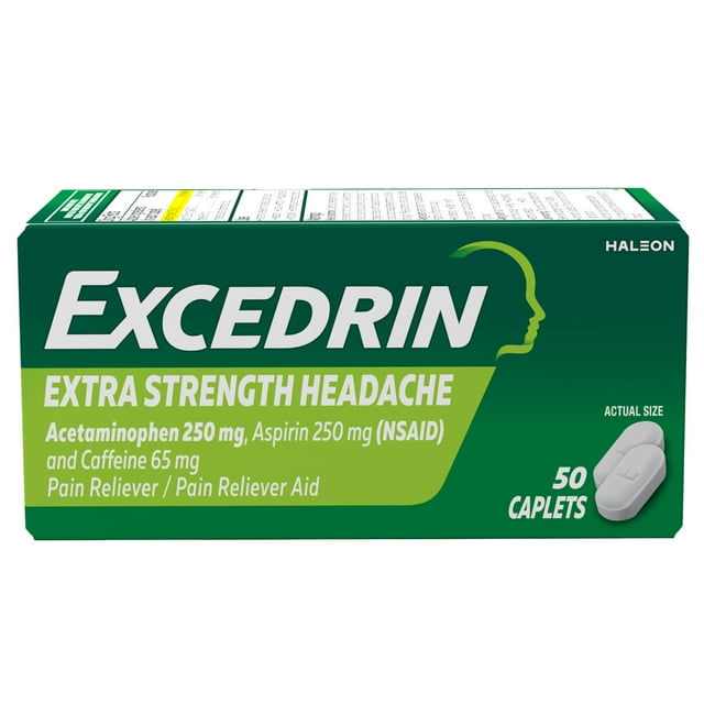 Excedrin Extra Strength Acetminophen and Aspirin Headache Medicine Caplets, 50 Count