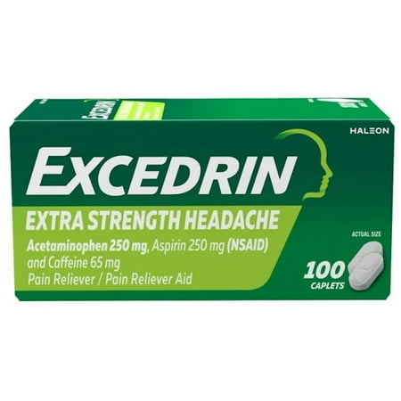 Excedrin Extra Strength Pain Reliever and Headache Medicine Caplets, 100 Count (Pack of 10)