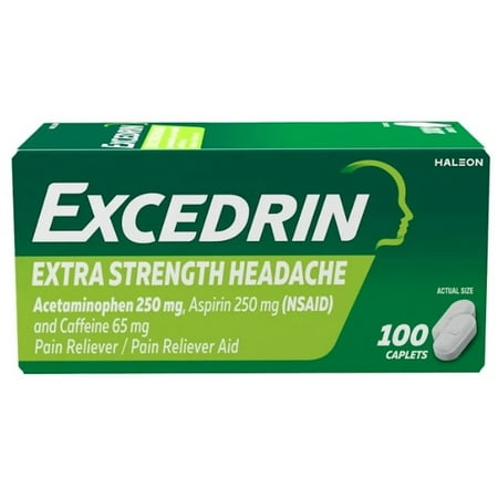 Excedrin Extra Strength Pain Reliever and Headache Medicine Caplets, 100 Count (Pack of 14)